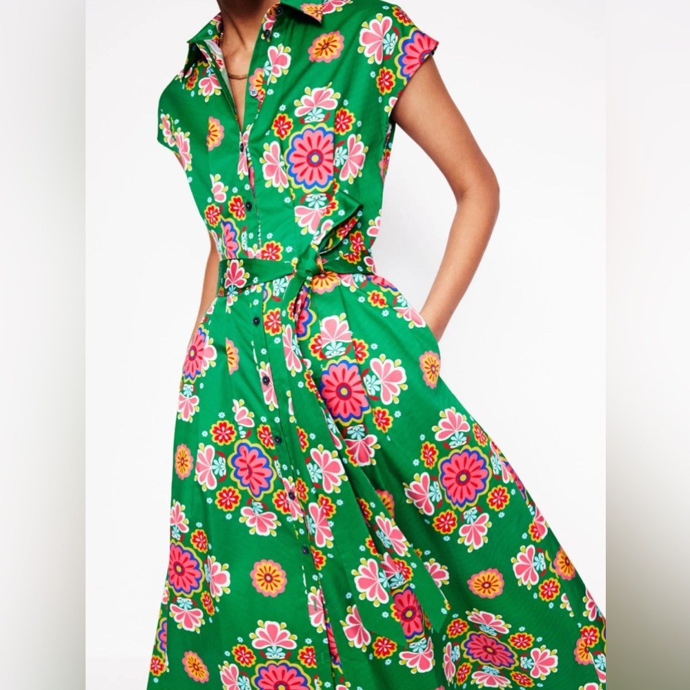 Boden Rachel Cotton Midi Shirt Dress
Rich Emerald Meadow Posy women’s 8R NWT - Picture 2 of 12